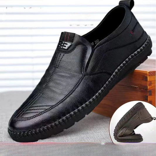 Men's Leather Loafers Non Slip Walking Flats Breathable Casual Shoes Sneakers