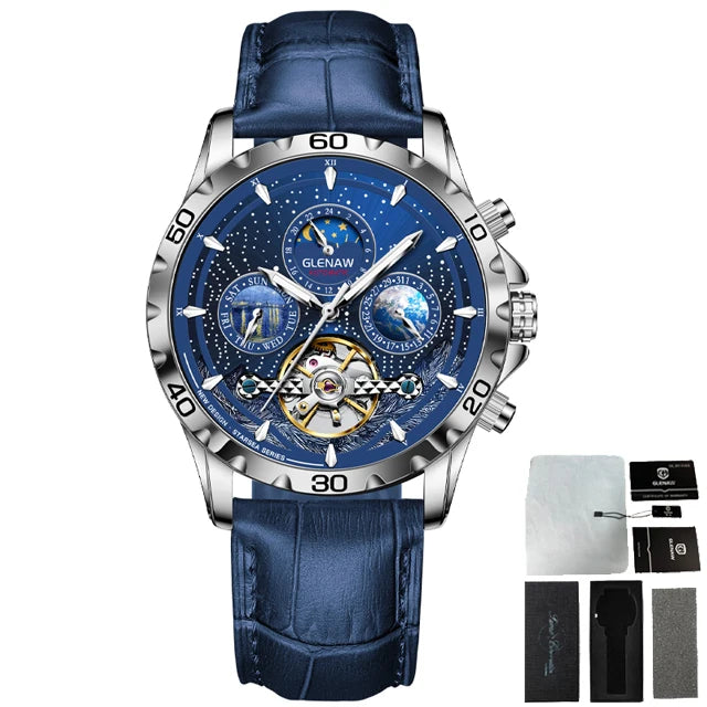 GLENAW Design Mens Watches Top Brand Luxury Fashion Business Automatic Watch Men's Waterproof Mechanical Watch Montre Homme