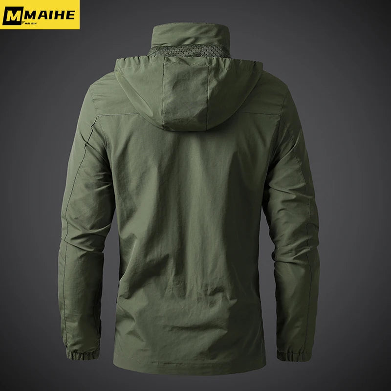 Mens Windbreaker Jackets Waterproof Military Hooded Coat Male New Combat Jackets