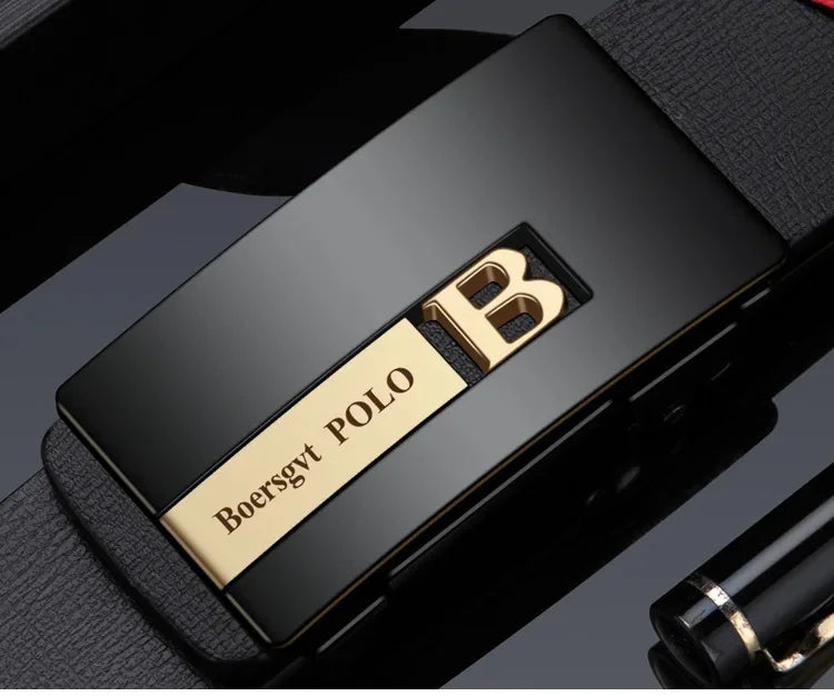 Paul's Personalized Genuine   Men's Leather Belt, with Automatic Buckle Men's Pants  Belt, Waist Belt No Tooth Automatic Buckle