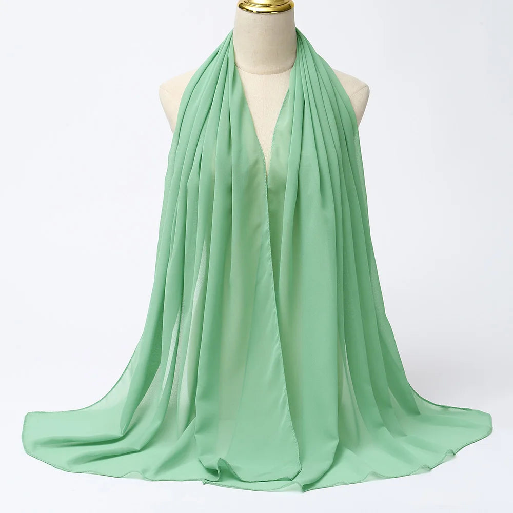 Muslim Chiffon hijab Scarf Long Solid Color Head Wrap Women's Hijabs & Scarves Jersey Hijab Veil