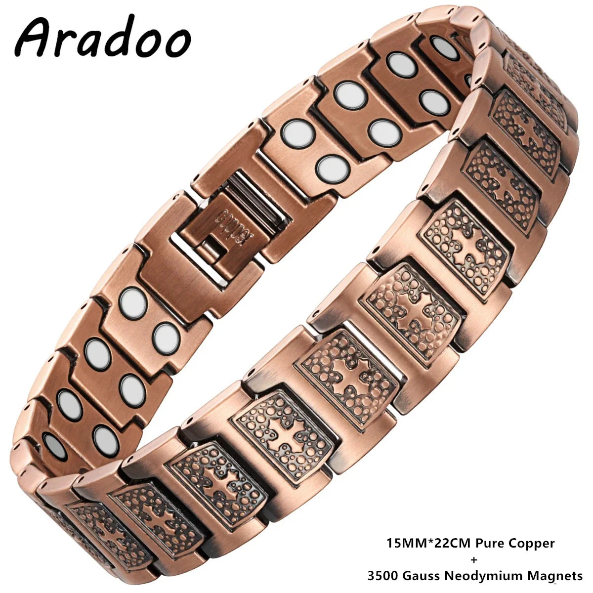 Pure Copper Bracelet for Men Magnetic Vintage Bracelets Wristband Adjustable Jewellery Gift with Sizing Tool