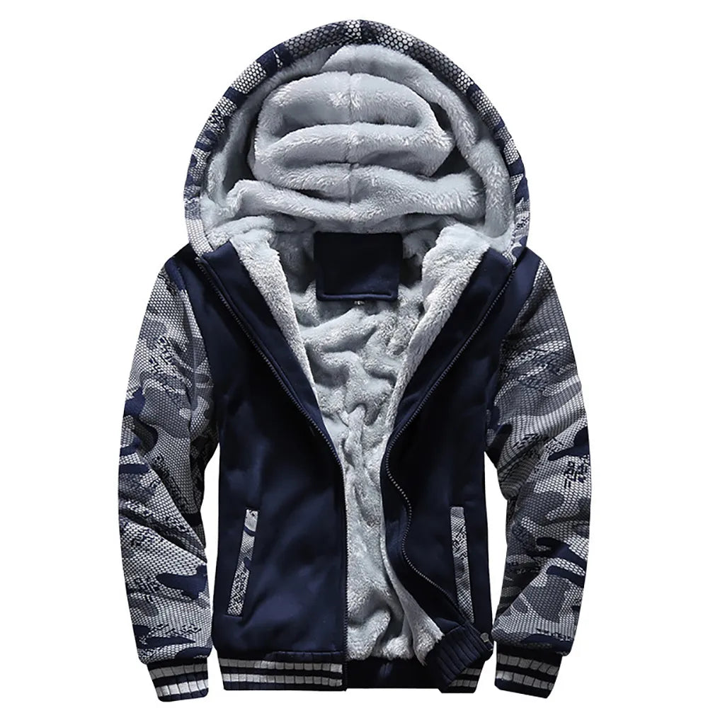 Winter Jackets for Men Fleece Long Sleeve Coat Hoodies Streetwear Men's Coats