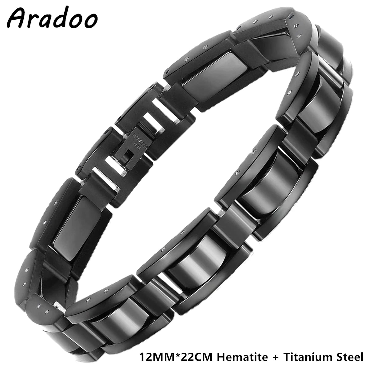 Titanium Steel Hematite Magnetic Bracelets for Men Stainless Steel Link Bracelet with Hematite Magnet Stones