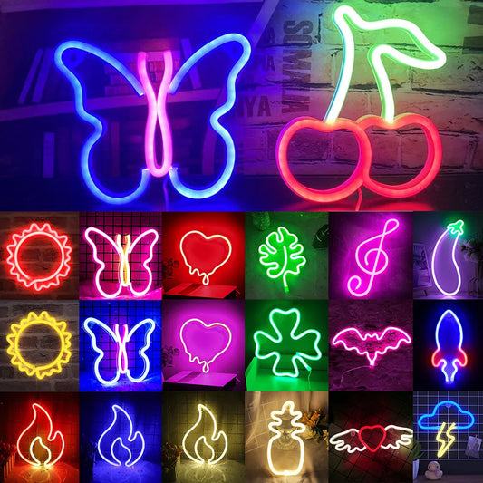 USB/Battery LED Neon Lights Sign for Wall Art Decor Heart Gaming Bar Bedroom Decoration Night Lamp