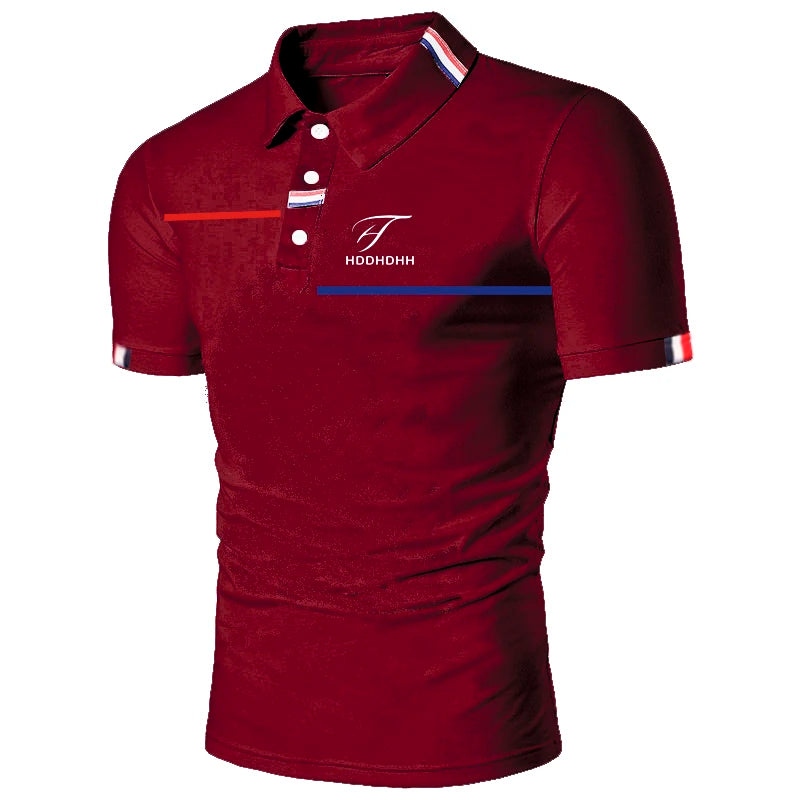 HDDHDHH Brand Printing Polo Shirt Casual Solid Color T-shirt Men's Breathable Golf Tee - Hiron Store