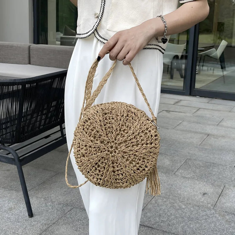 Summer Straw Shoulder Bags Handmade Crossbody Bags Female Rattan Woven Clutch Handbag Purse