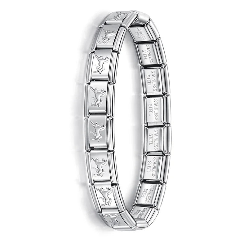 Hapiship New Women's Jewelry 9mm Width Itanlian Elastic Charm  Bracelet Fashion Stainless Steel Bangle