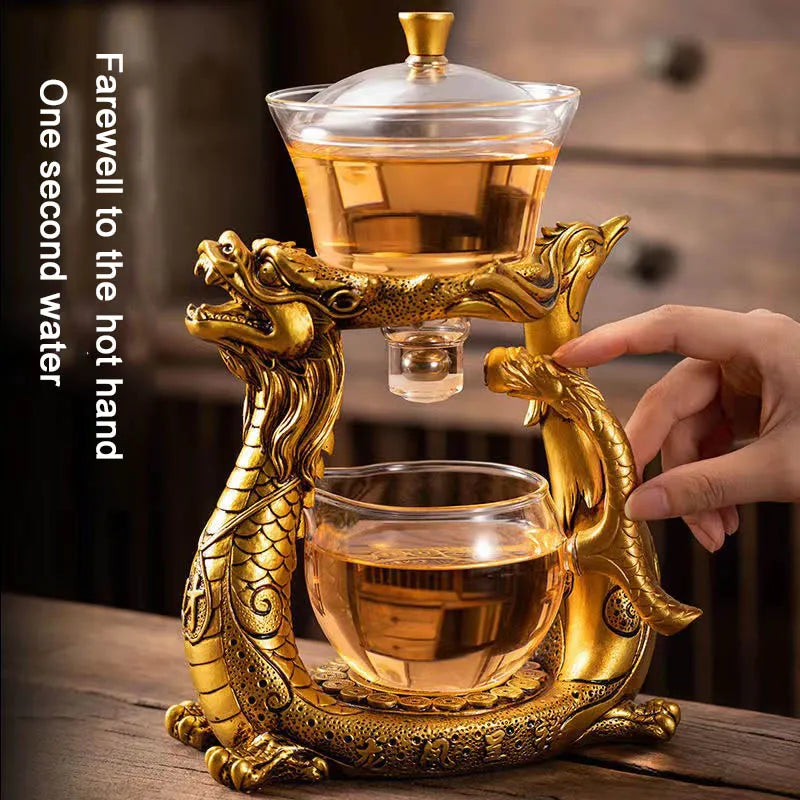 Dragon Glass Teapot Magnetic Diversion Rotating Cover Bowl Water Tea Cup Pure Oolong Drink Tea