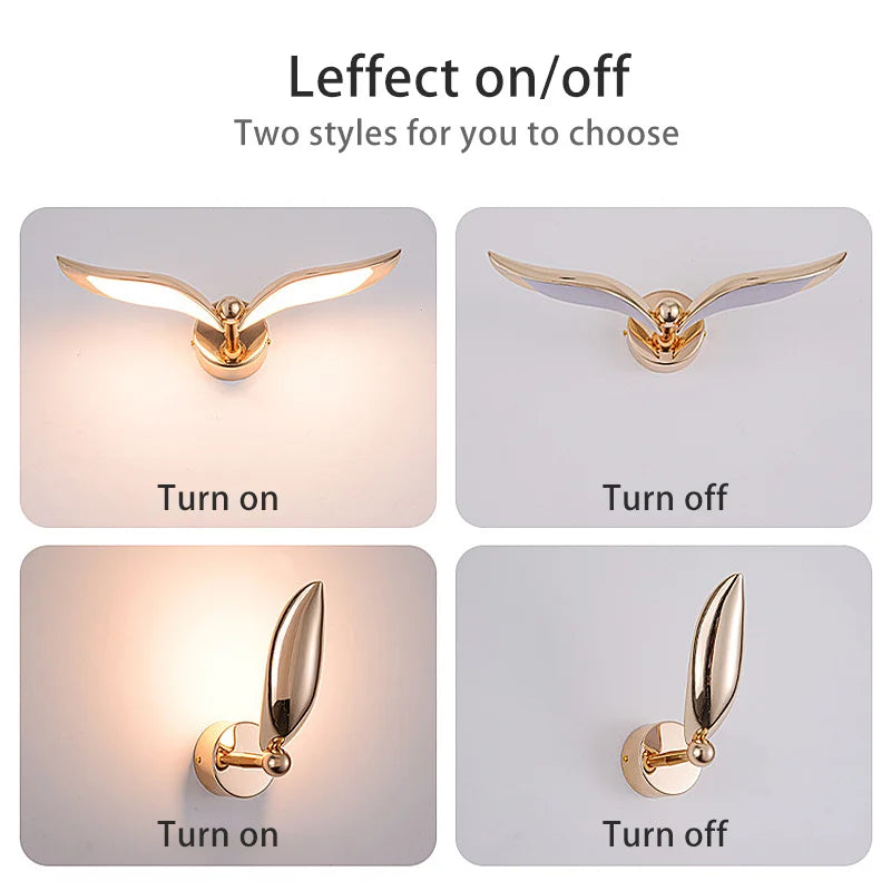 Nordic Led Wall Lamp Mirror Light Indoor Lighting For Bedroom Decor Wings can rotate Mirrors Vanity Bedside Sconce