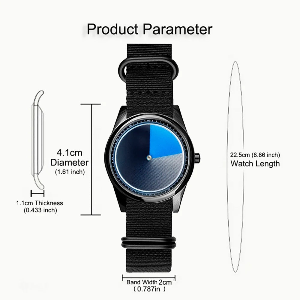 wristwatch canvas  creative design Mysterious Gradient Blue fashion quartz clock men watch