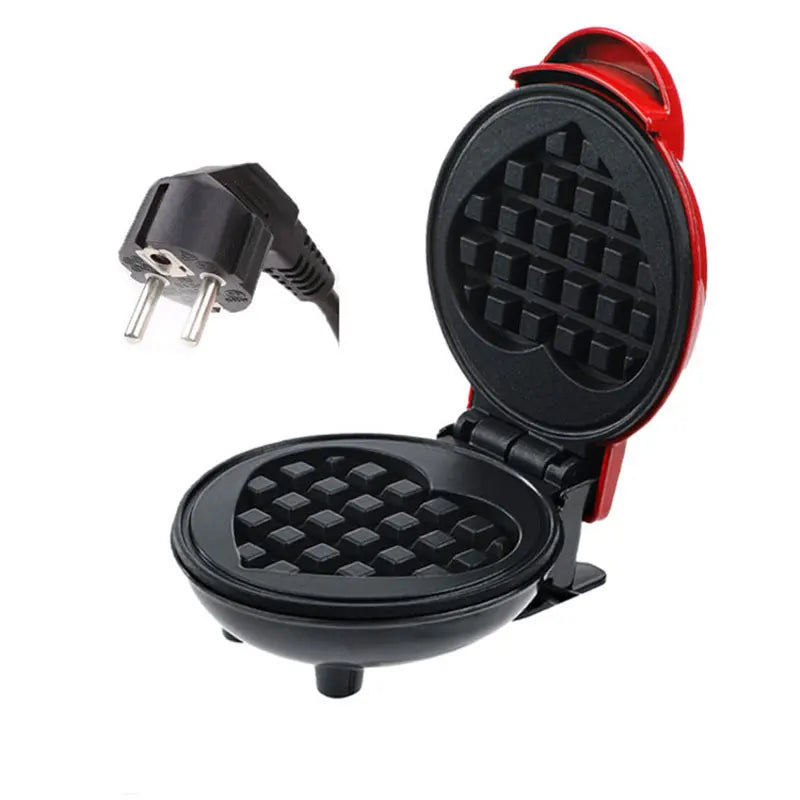 Mini Electric Waffles Maker Bubble Egg Cake Oven Breakfast Love Heart Shaped Waffle Maker Cooking Appliance 220V EU Plug - Hiron Store