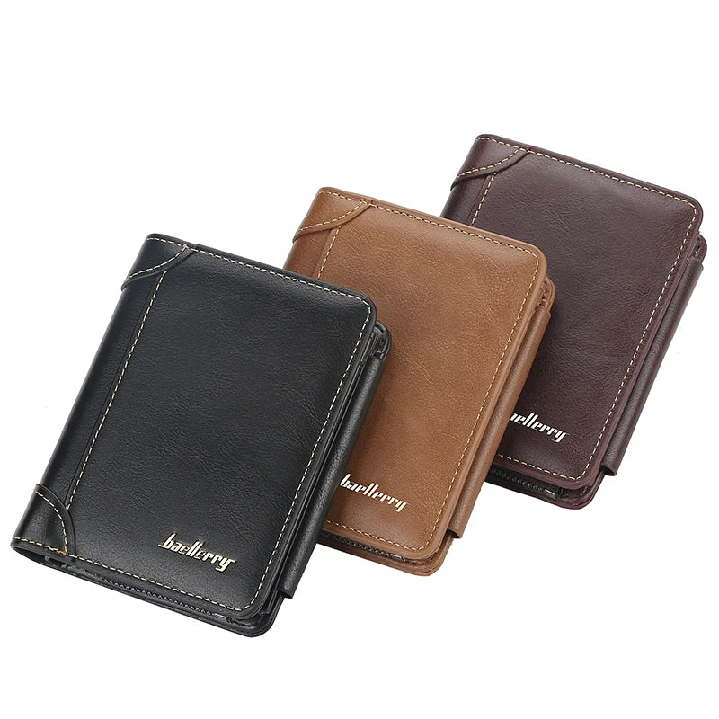 Men Wallets High Quality Zipper Short Desigh Card Holder Purse Vintage Coin Holder Wallets