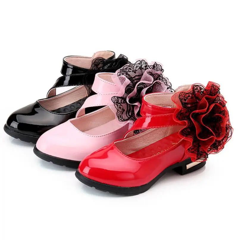 Kids Shoes Girls High Heel Princess Flower Children Shoes