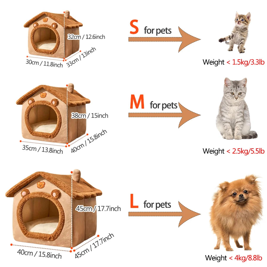 Foldable Pet House Removable Washable Cat House Puppy Cave Sofa  for Extra Small Dogs and Small and Medium Cats