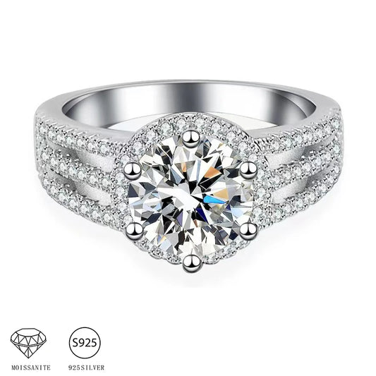 925 Sterling Silver Moissanite Diamond 3 Carat Ring Stylish Niche Design Sense for Girlfriend Proposal Marriage Birthday Gift - Hiron Store