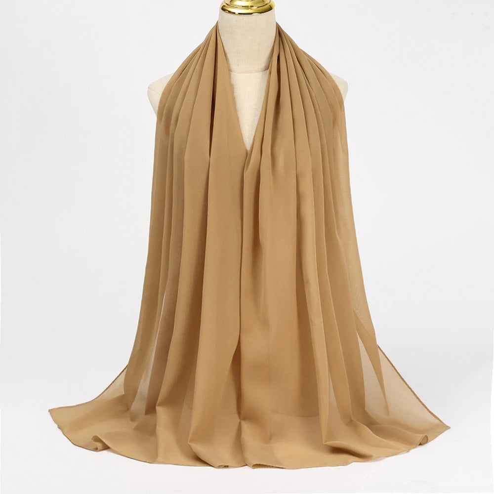 Muslim Chiffon hijab Scarf Long Solid Color Head Wrap Women's Hijabs & Scarves Jersey Hijab Veil