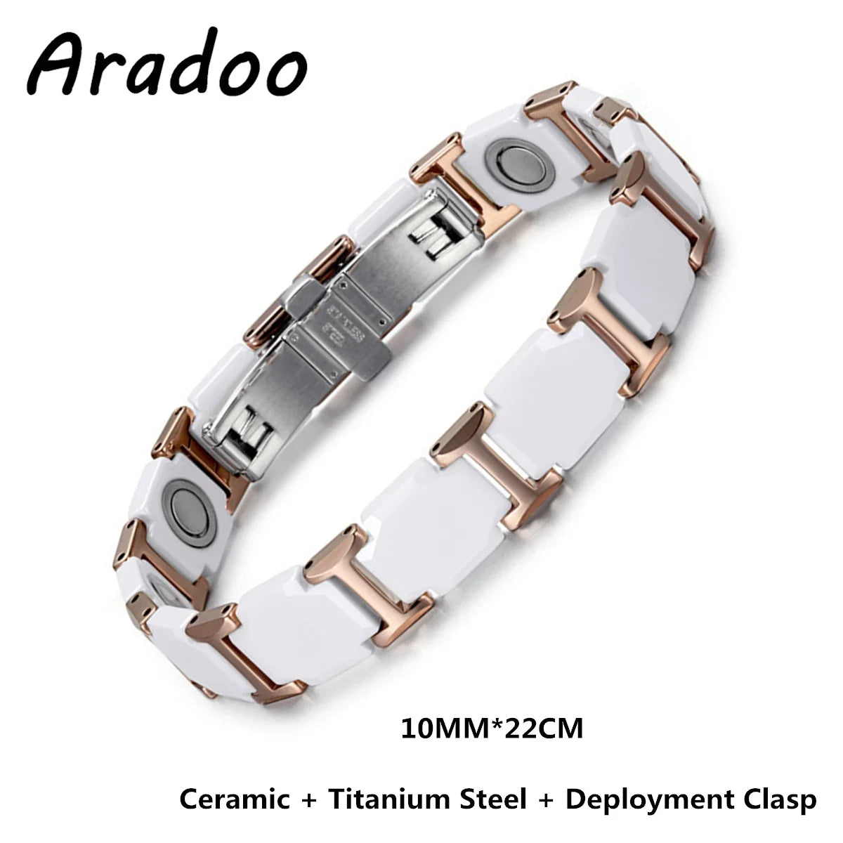 Ceramic Titanium Steel Bracelet Hematite Magnetic Stainless Steel Adjustable Bracelets - Hiron Store