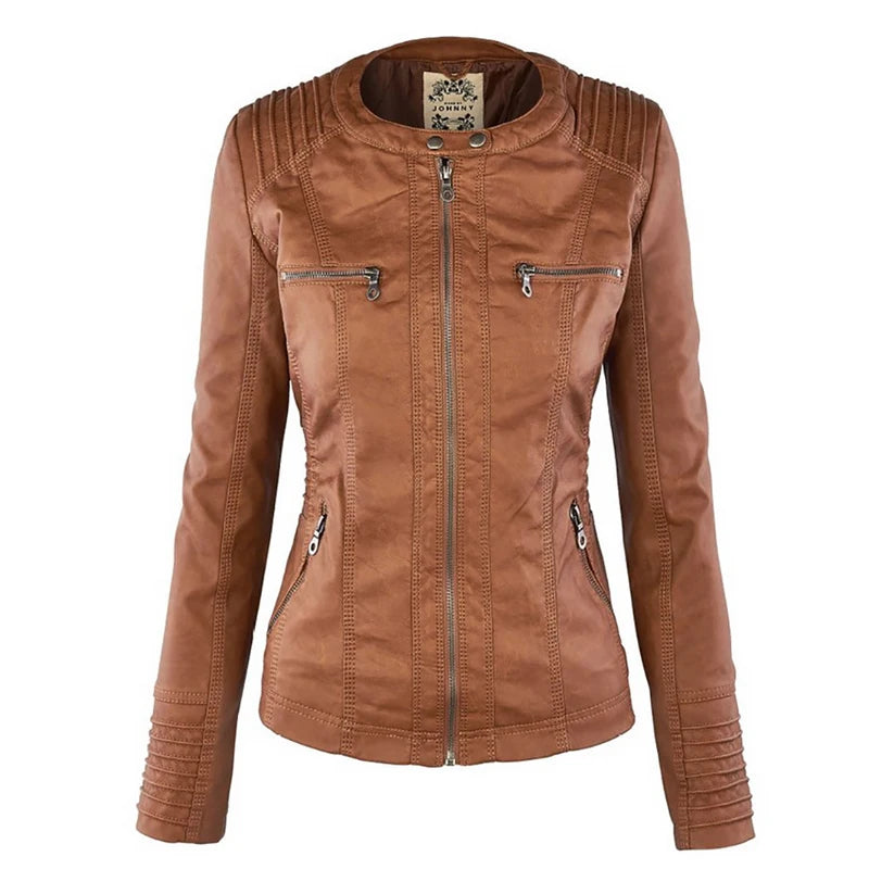 Winter Faux Leather Jacket Women Coats Ladies Basic Jackets Waterproof Windproof Coat