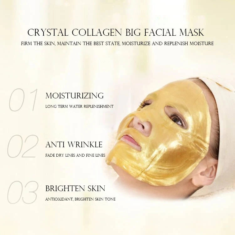 10pcs Crystal Collagen Gold Face Masks Beauty Skin Care Anti-Again Hydrating Moisturizing Facial Mask for Face Care