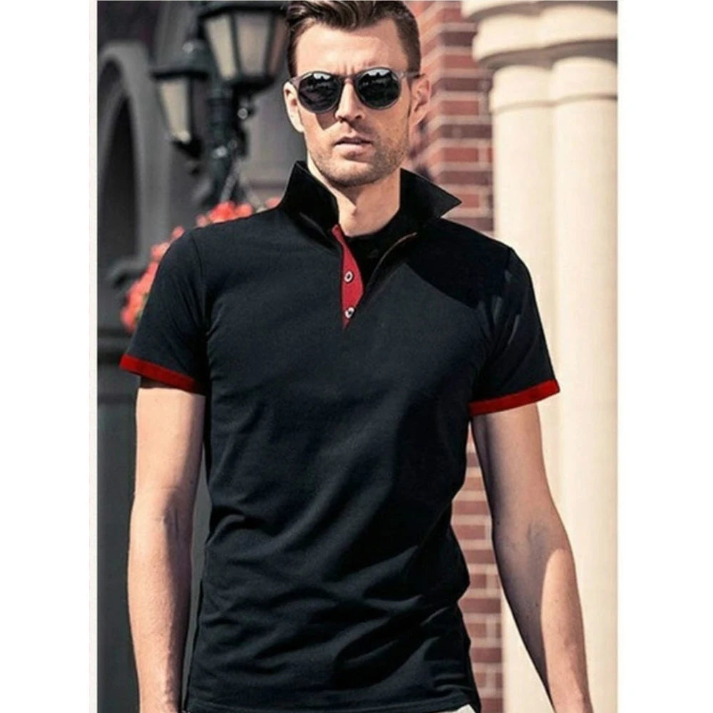 Men Shirt Short Sleeve Polo Shirt Contrast Color Polo New Clothing Summer Streetwear Casual Fashion Men tops