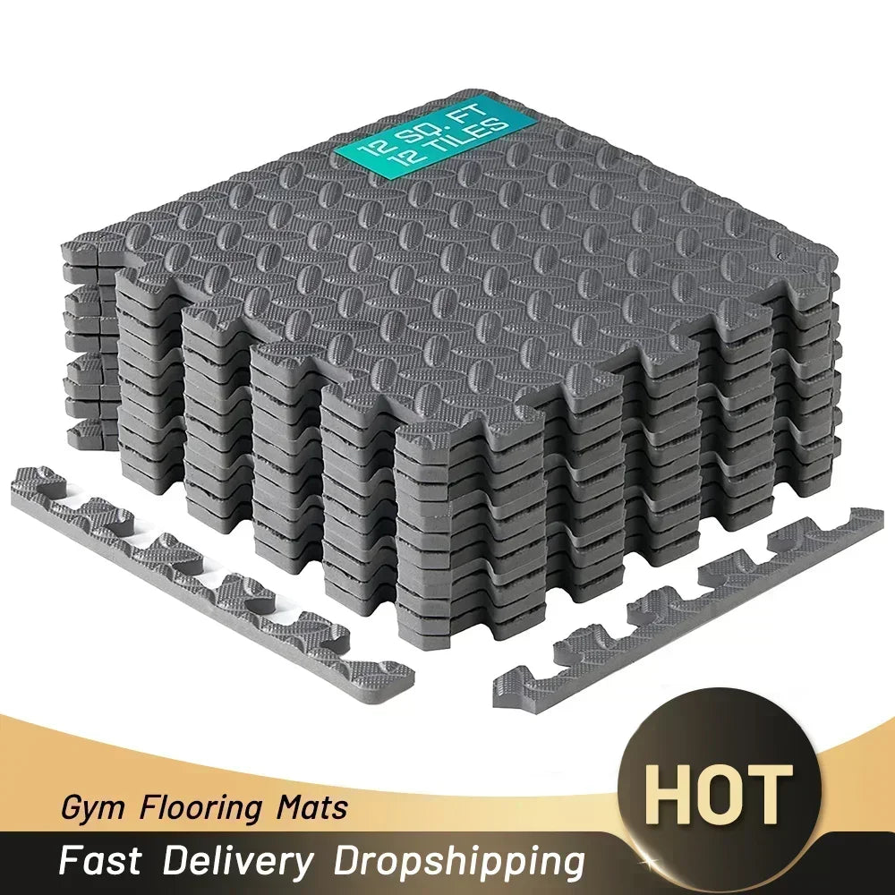 4~20Pcs Puzzle Fitness Mat, Eva Interlocking Foam Floor Tiles,  Home Gym   Equipment Mat, Non-Slip Floor Mat for Kids