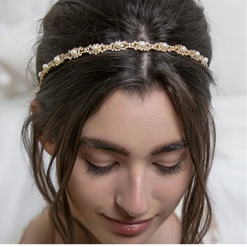 Rhinestone Bridal Beaded Hair wear  Statement Jewellery Chain Tiara Headbands