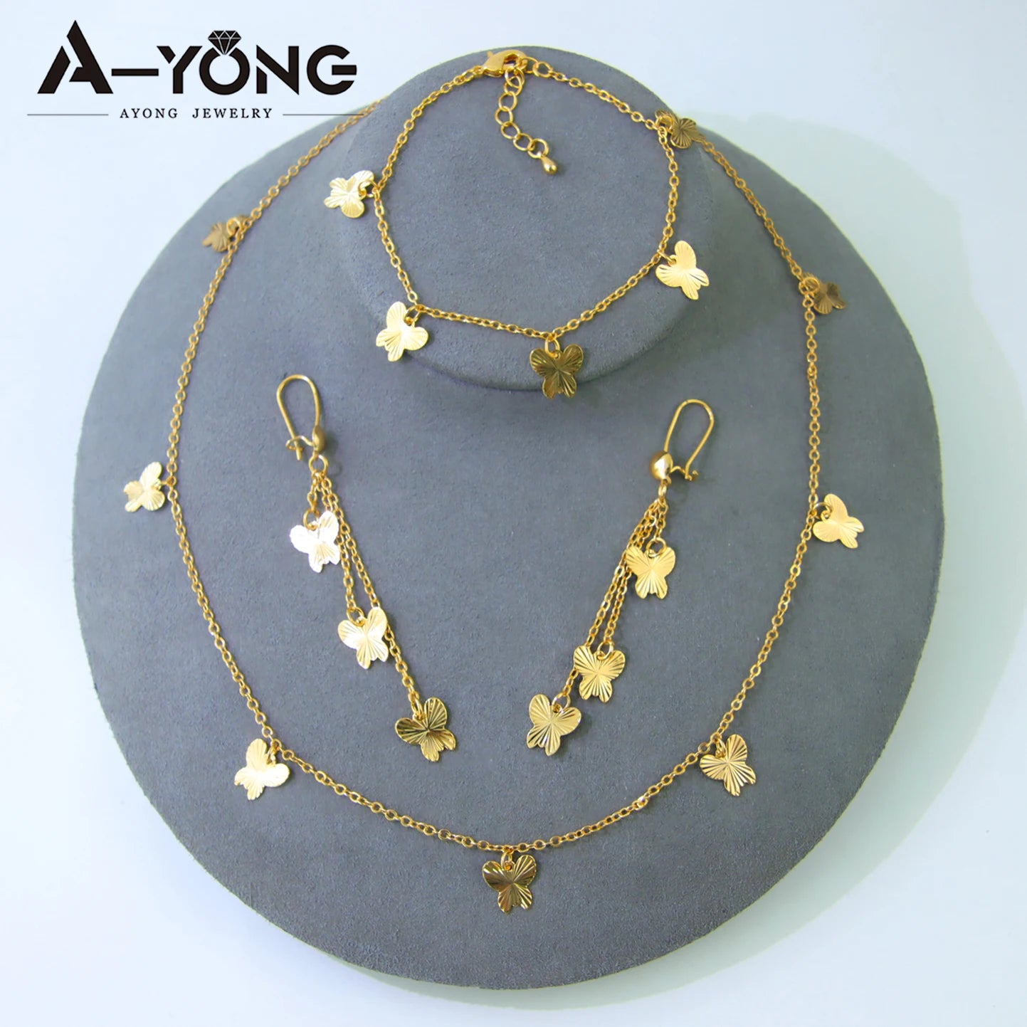 Italian Elegant Gold Color Bead Flower Necklace Set 21k Gold Plated Dubai French Women Bridal Cocktail Party Jewelry