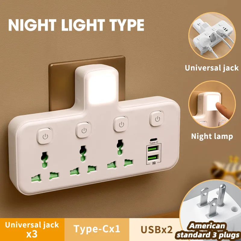 EU UK AU US Plug AC Outlet Power Strip Multiprise Wall Socket Universal Network Filter USB Cherger Separate Switch light Adapter - Hiron Store