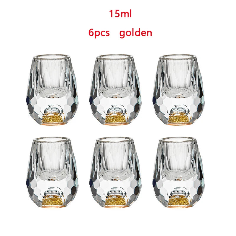 6pcs 15ml Liquor Crystal Glasses Set Wine Glasses Brandy Tea Cup Diamond Cutting