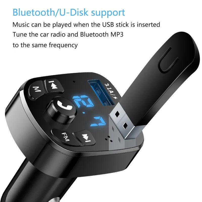 Car Mp3 Player Dual Usb Fast Charger Fm Bluetooth Receiver Bluetooth Compatible 5.0 Fm Transmitter Usb Flash Drive Plug Car Kit - Hiron Store