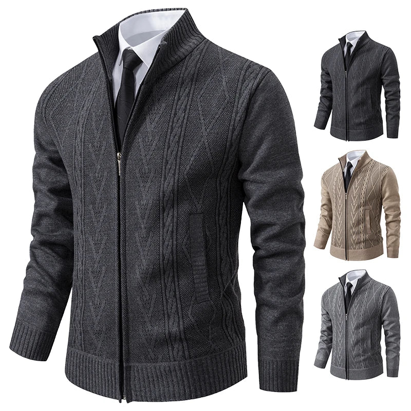 2024 winter new padded warm casual men's sweater coat