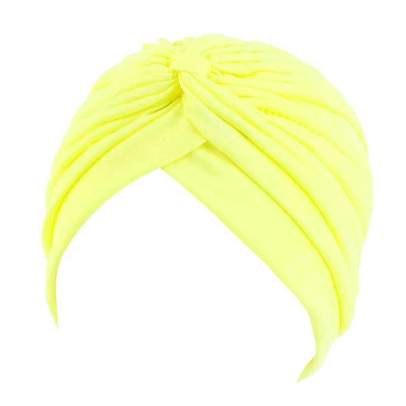 New Flower Decoration Turban, Solid Color Women's Head Wrap, Fashion Headwear, Bandana Cap
