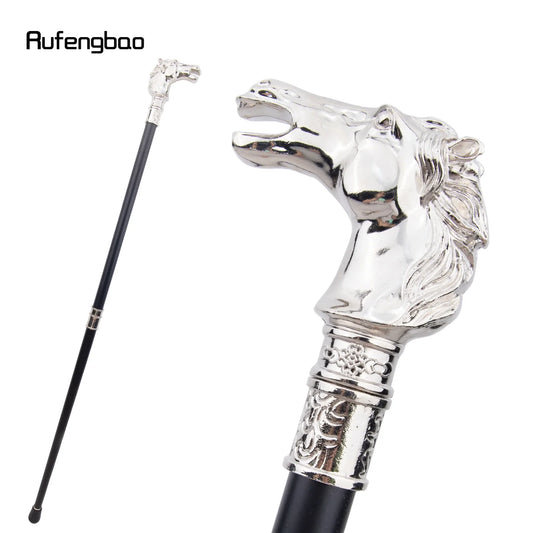 White Horse Bristle Head Fashion Walking Stick Decorative Party Fashionable Walking Cane Crosier 93cm