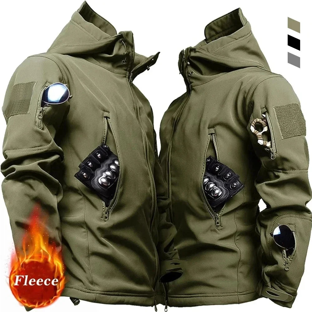 Outdoor Jackets Men Shark Skin Soft Shell Tactical Waterproof  Mens Hooded Bomber Coats