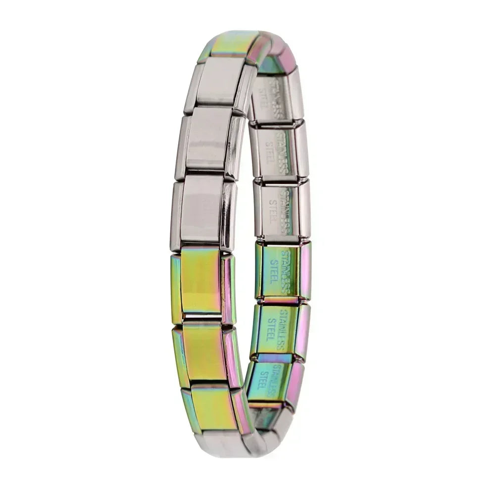 Hapiship New Women's Jewelry 9mm Width Itanlian Elastic Charm  Bracelet Fashion Stainless Steel Bangle