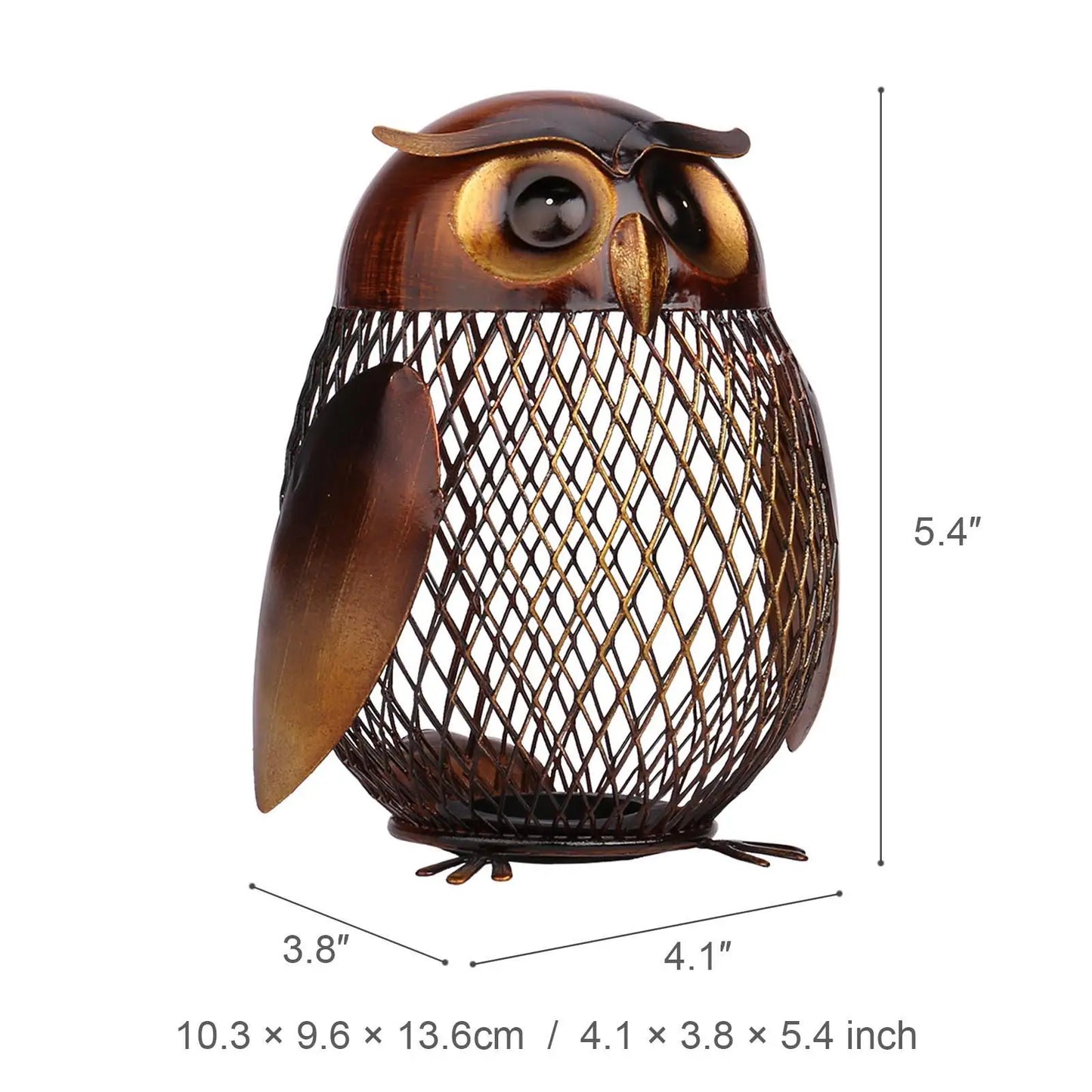 Metal Owl Money Bank Reticulated Piggy Bank Adorable Functional Desk Ornament Owl Sculpture