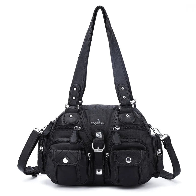 Angelkiss Women Handbags Satchel, Top-handle Handbag PU Shoulder Bag, Dumpling Pack Phone Money Bag