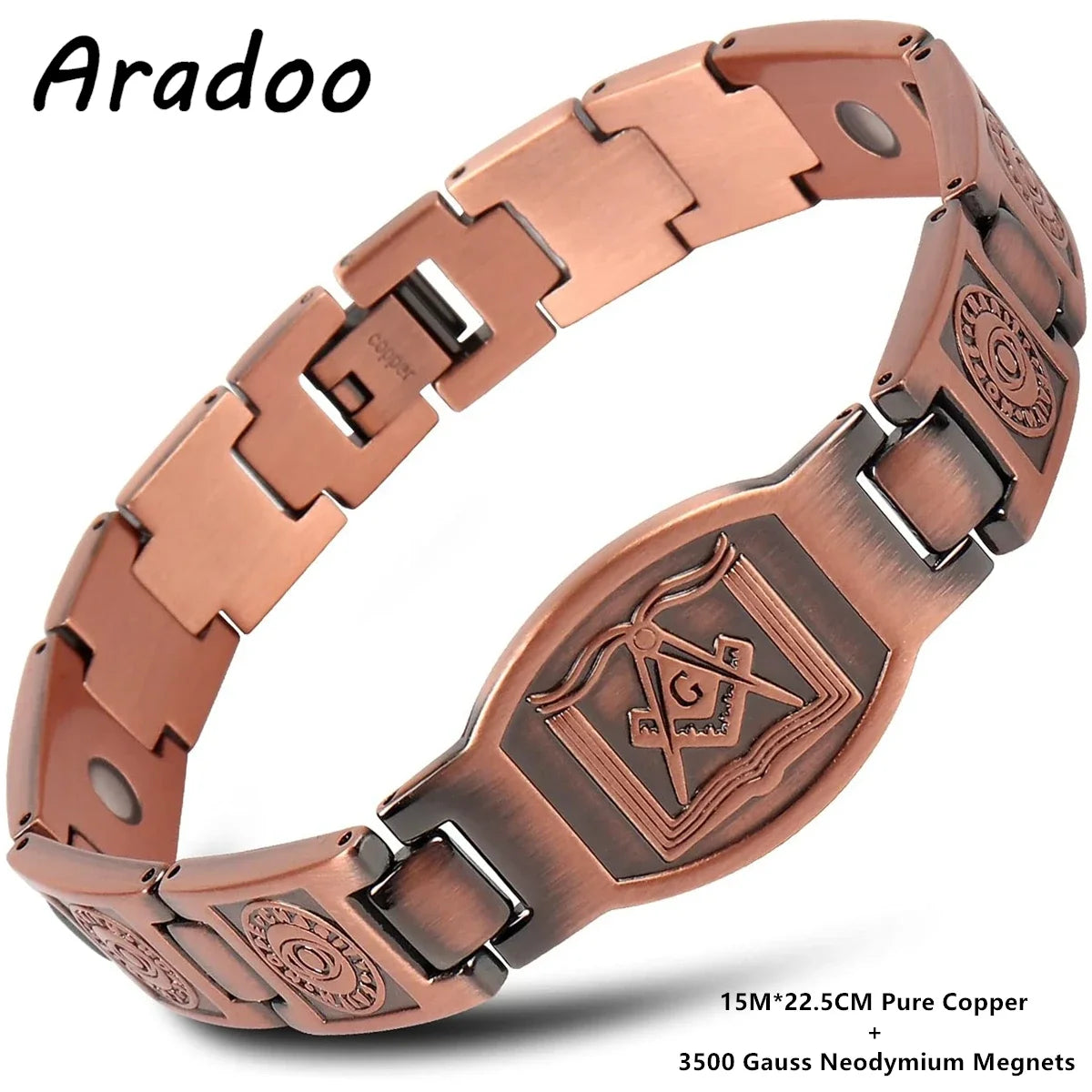 Pure Copper Bracelet for Men Magnetic Vintage Bracelets Wristband Adjustable Jewellery Gift with Sizing Tool