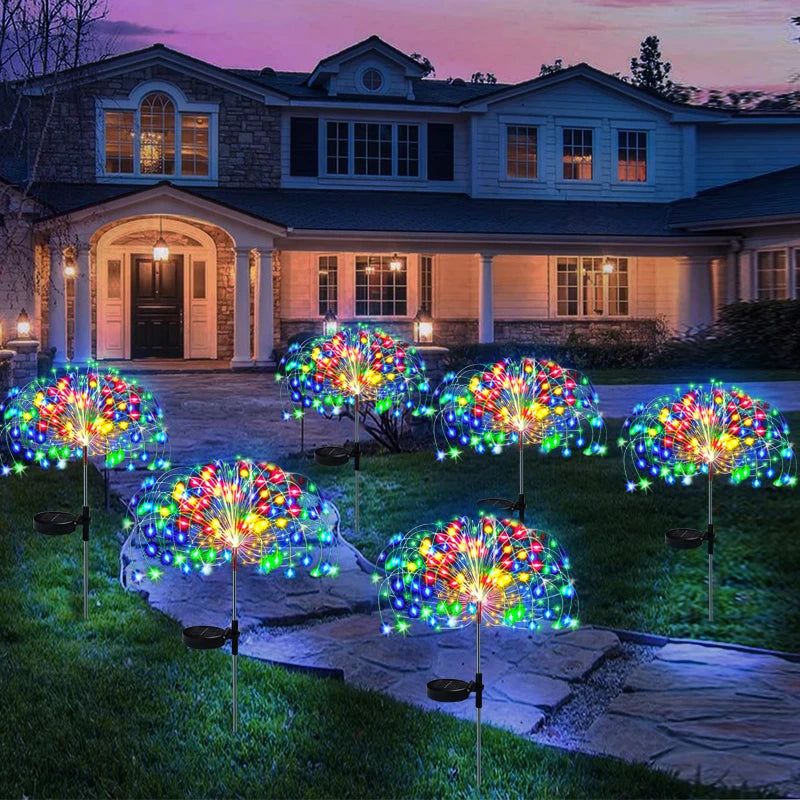 Solar LED Firework Fairy Lights Outdoor Garden Decoration 8 flashing modesLawn Pathway Lights Patio Yard Party Christmas Wedding - Hiron Store