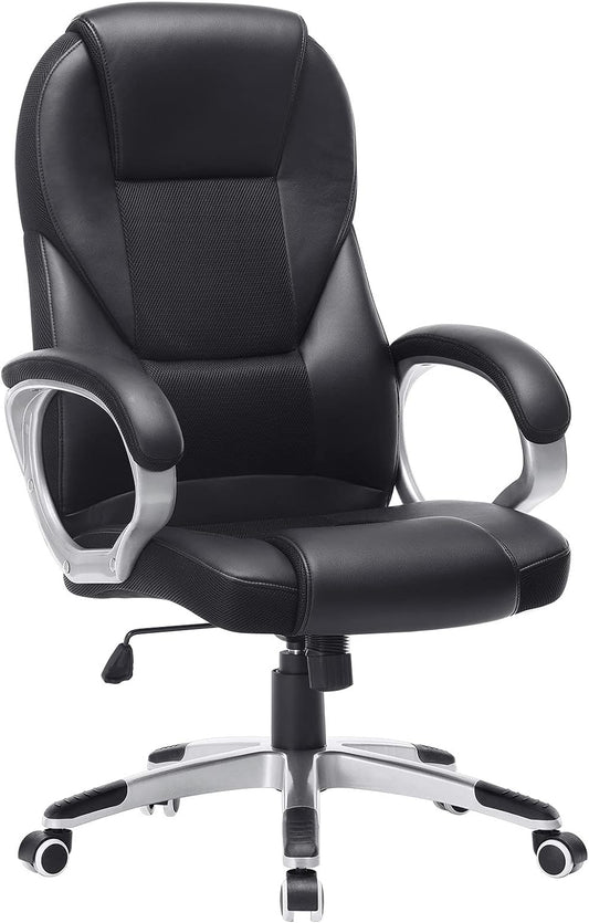 SONGMICS Executive Office Chair with High Back, Durable and Stable, Height Adjustable, Ergonomic, Black, OBG22BUK, 73 x 70 x (112-122) cm - Hiron Store