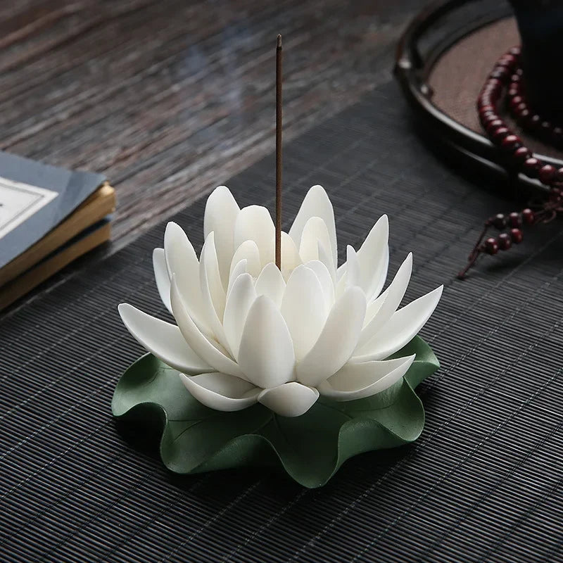 Ceramic Handicraft Stick Incense Burners Simulation Lotus Incense Holder Ornaments