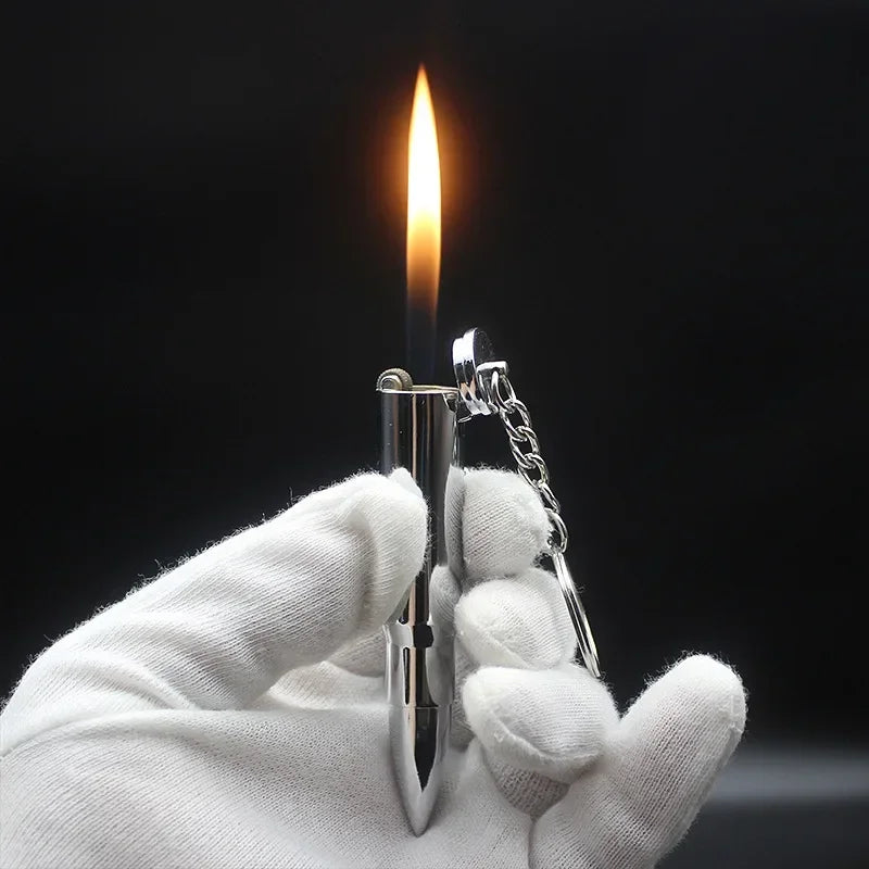 Personalized Bullet-Shape Metal Cigarette Lighter Refillable Butane Gas Keychain Mini Portable Lighter Smoking Gift