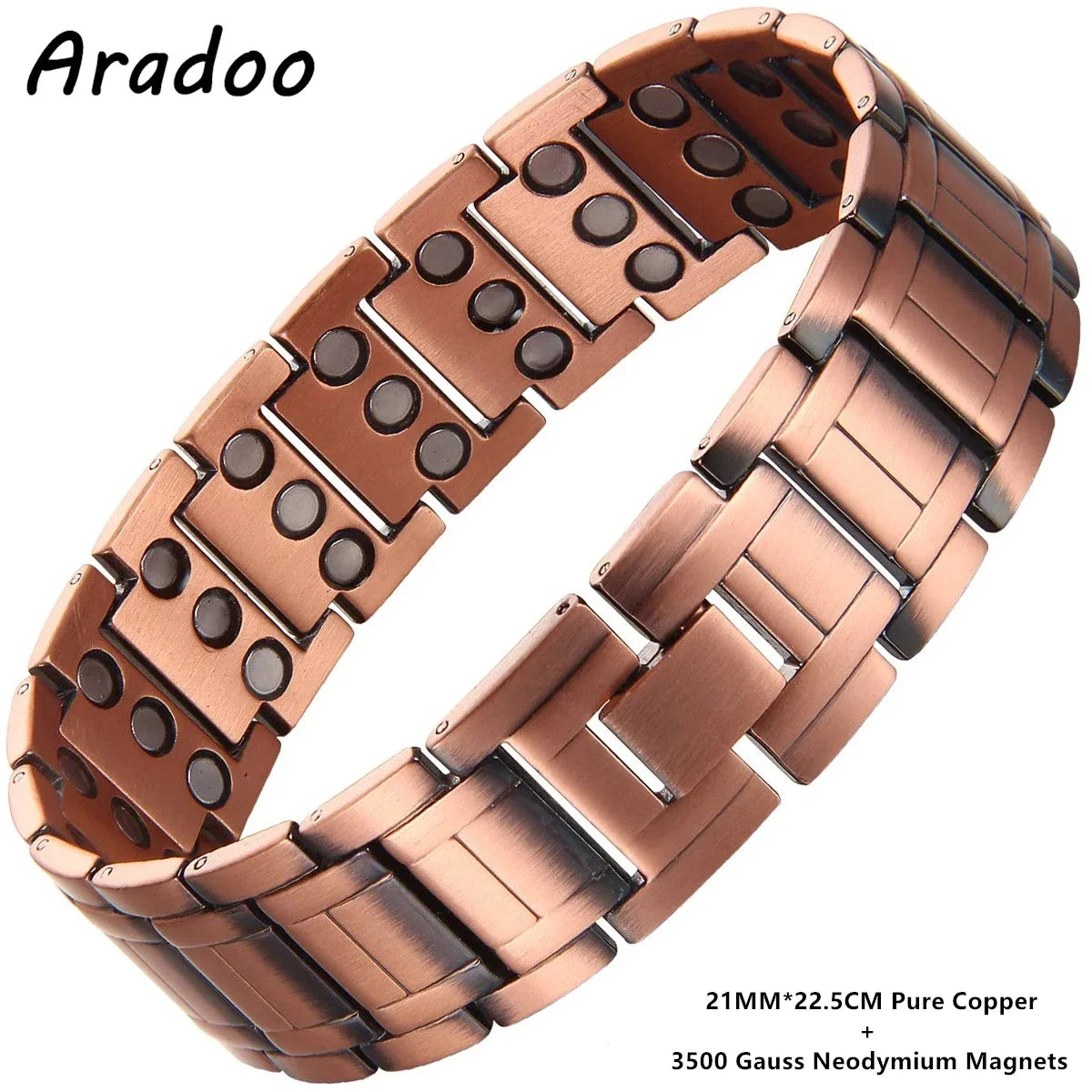 Pure Copper Bracelet for Men Magnetic Vintage Bracelets Wristband Adjustable Jewellery Gift with Sizing Tool