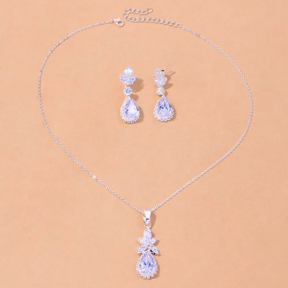 Necklace Earrings Crystal Bride Jewellery Sets Accessories