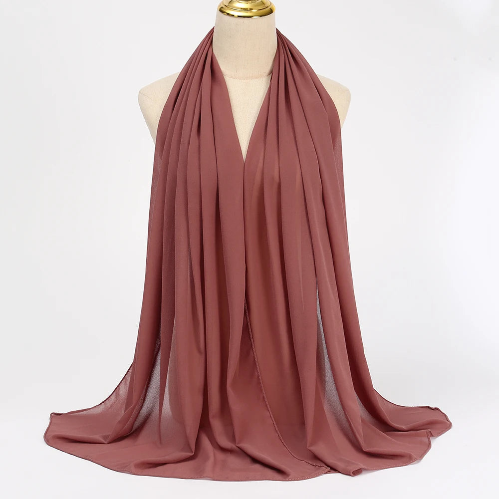 Muslim Chiffon hijab Scarf Long Solid Color Head Wrap Women's Hijabs & Scarves Jersey Hijab Veil