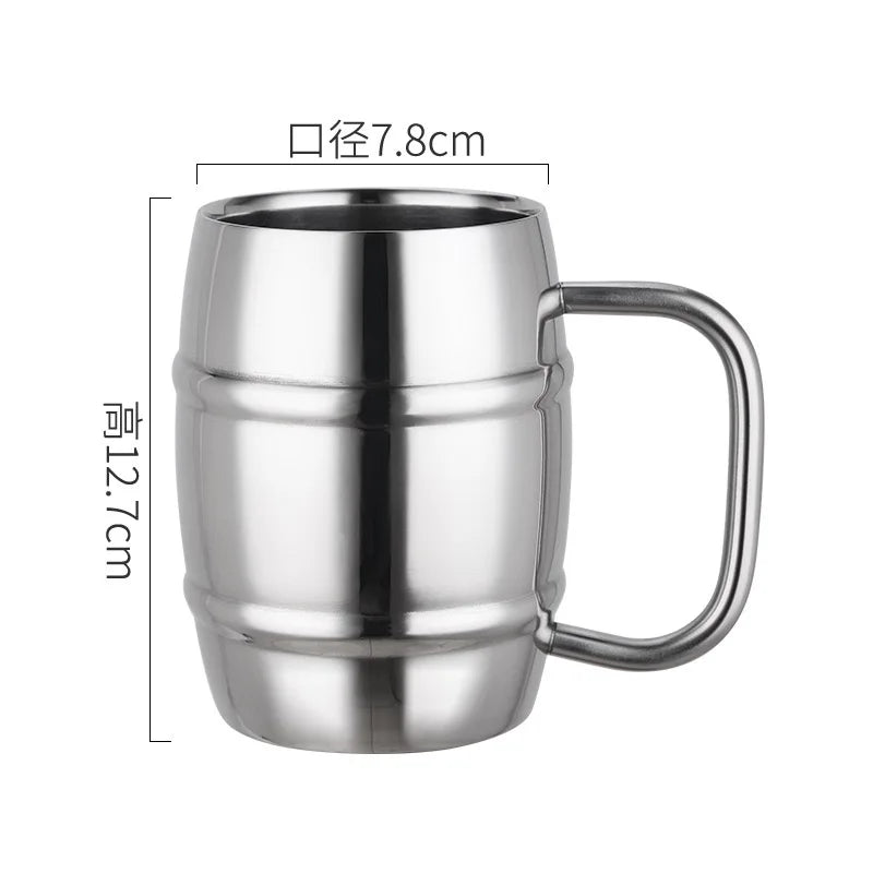 Double Stainless Steel Beer Cup Outdoor Camping Western Coffee Cup With Handle Insulated Portable Water Cup Mugs