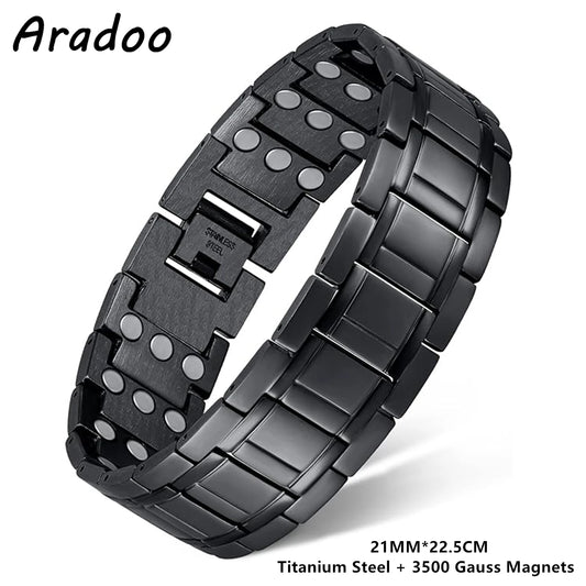 Titanium Steel Bracelets with 3X Ultra Strenth Neodymium Magnets Adjustable Health Magnetic Therapy Link Bracelet