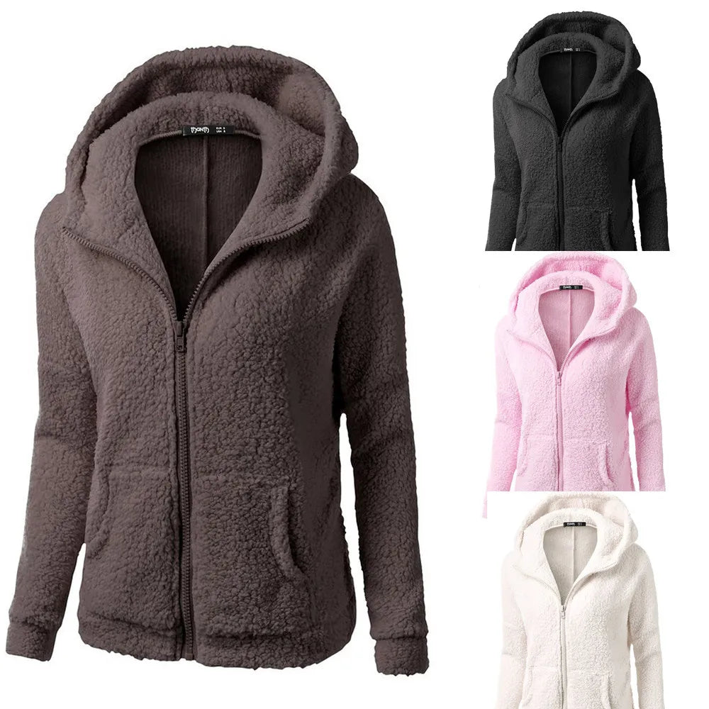 Winter Warm Hoodie Jacket Casual Female Hoodies Sweater shirt Zipper Coat Teddy Bear Wool Coats