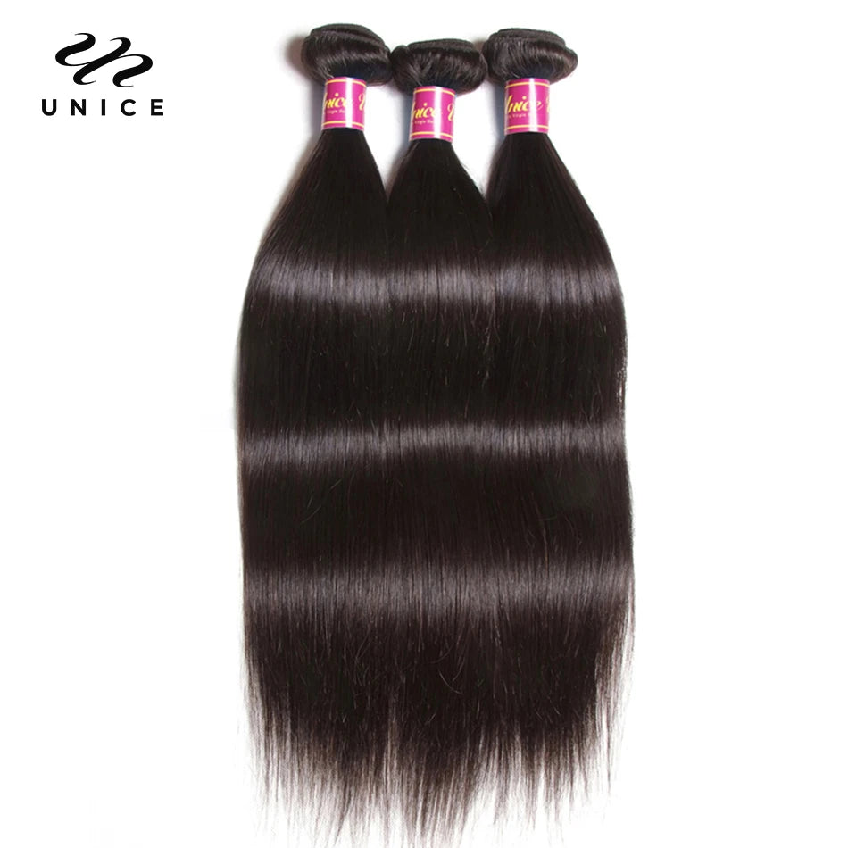 UNICE HAIR 30 Inch Brazilian Bone Straight Hair Bundles 100% Human Hair Weave Straight Virgin Hair 1/3/4 Bundles